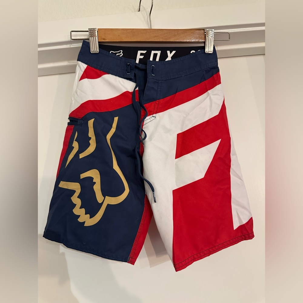 Fox Swim Shorts - Navy, Red, Gold